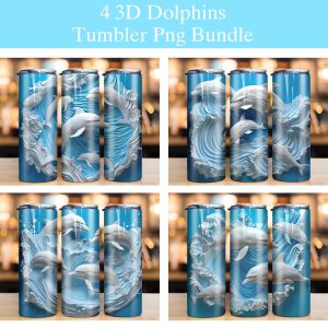 3d Group Of Dolphins Tumbler Png