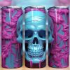 3d Halloween Creepy Fluro Skull Tumbler Png
