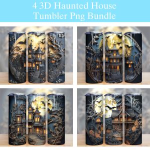 3d Halloween Haunted House Tumbler Png