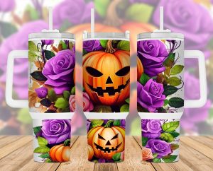 3d Halloween Pumpkin 40 Oz 2 Piece Tumbler Wrap