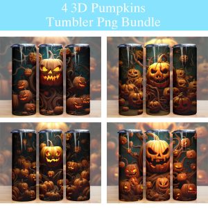 3d Halloween Pumpkins Tumbler Png