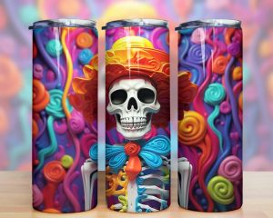 3d Halloween Skeleton Tumbler Png