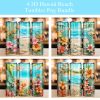 3d Hawaii Beach With Flowers Tumbler Png