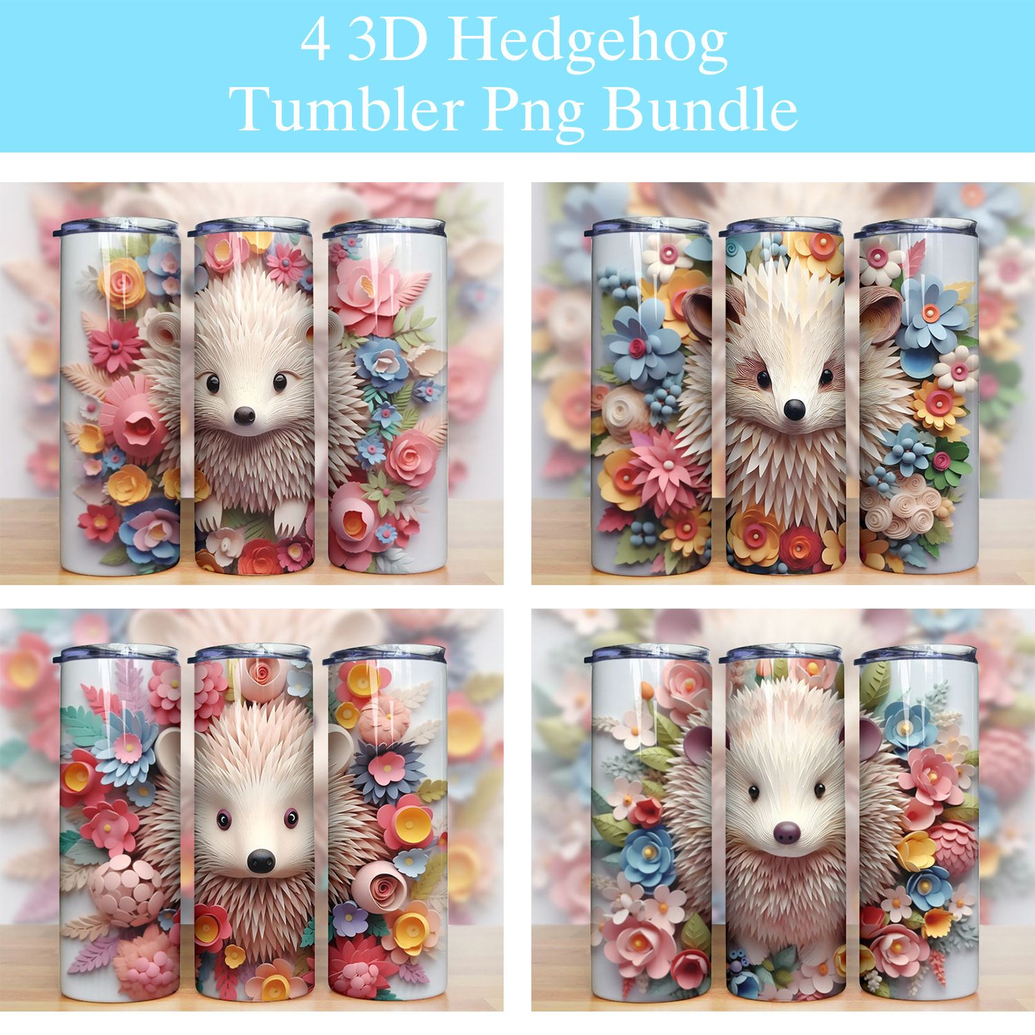 3d Hedgehog And Flowers Tumbler Png 3d Hedgehog And Flowers Tumbler Png