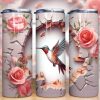 3d Hole In A Wall Flowers Hummingbird Tumbler Png