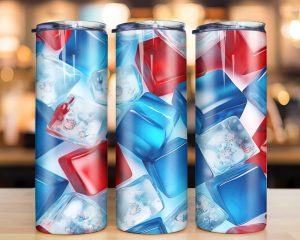 3d Ices Cubes Red Blue Tumbler Png