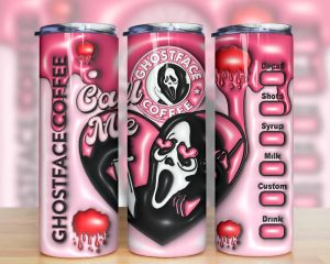3d Infated Horror Ghost Tumbler Png