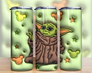 3d Inflated Baby Yoda Tumbler Png