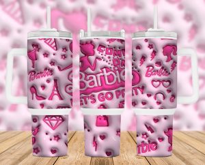 3d Inflated Barbie Girl 40 Oz 2 Piece Tumbler Wrap