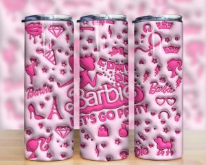 3d Inflated Barbie Girl Tumbler Png