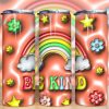 3d Inflated Be Kind Boho Rainbow Tumbler Png