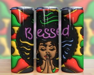 3d Inflated Black Girl Tumbler Png