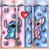 3d Inflated Blue And Pink Stitch Tumbler Png