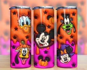 3d Inflated Cartoon Halloween Mickey Friends Tumbler Png