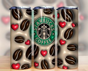 3d Inflated Coffee Pink Heart Tumbler Png