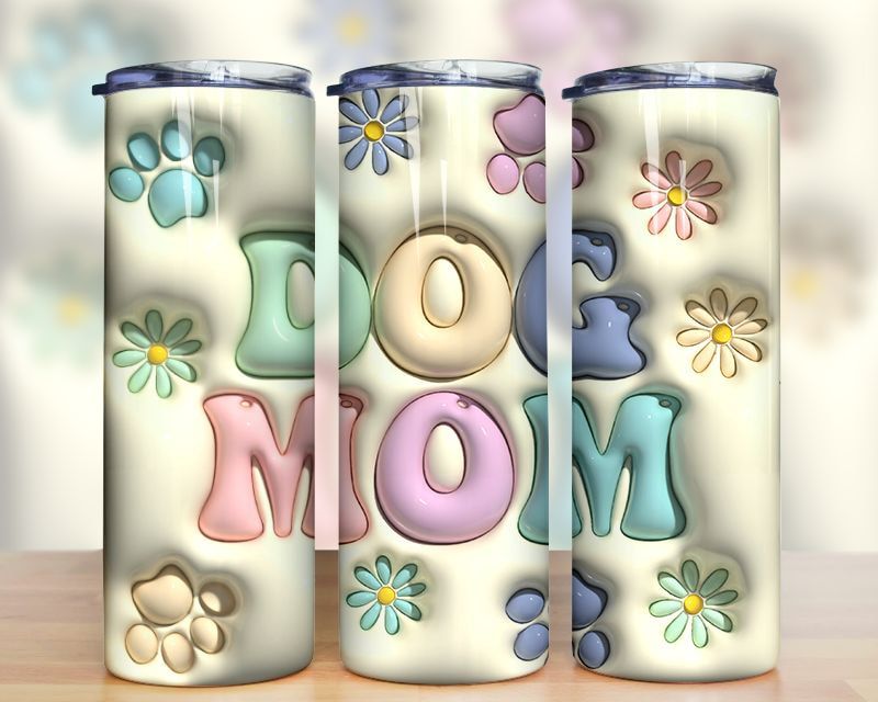 3d Inflated Dog Mom Flowers Tumbler Png 3d Inflated Dog Mom Flowers Tumbler Png