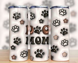 3D Inflated Dog Mom Tumbler PNG