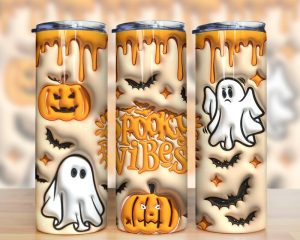 3d Inflated Ghost Spooky Vibes Tumbler Png