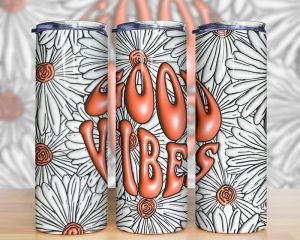 3d Inflated Good Vibes Daisy Tumbler Png