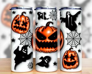3d Inflated Halloween Ghost Pumpkin Tumbler Png