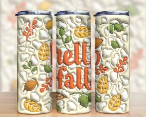 3d Inflated Hello Fall Tumbler Png