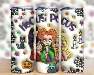3d Inflated Hocus Witch Leopard Tumbler Png