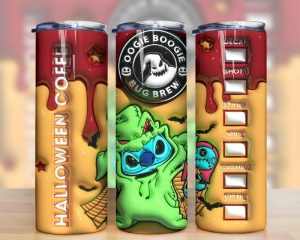 3d Inflated Horror Cartoon Stitch Coffee Tumbler Png