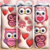 3d Inflated Owl And Flowers Tumbler Png 2