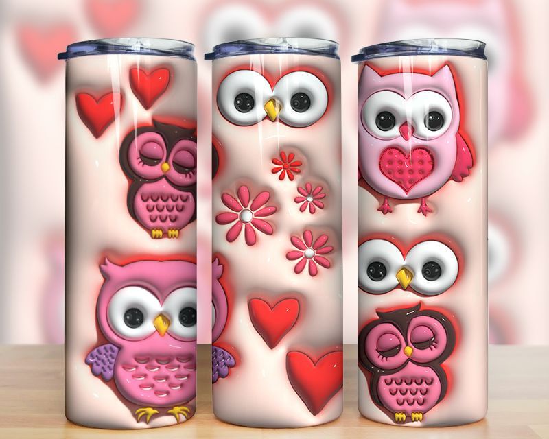 3d Inflated Owl And Flowers Tumbler Png 2 3d Inflated Owl And Flowers Tumbler Png 2