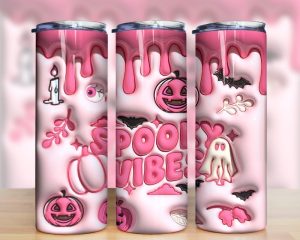 3d Inflated Pink Ghost Tumbler Png