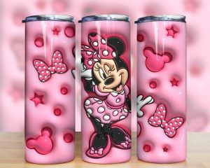 3d Inflated Pink Minnie Mouse Tumbler Png