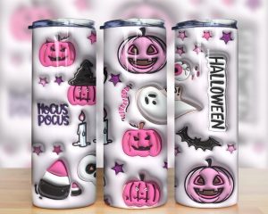 3d Inflated Pink Pumpkin Tumbler Png