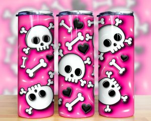 3d Inflated Pink Skull Tumbler Png