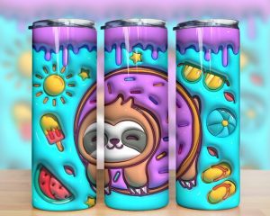 3d Inflated Sloth Summer Tumbler Png