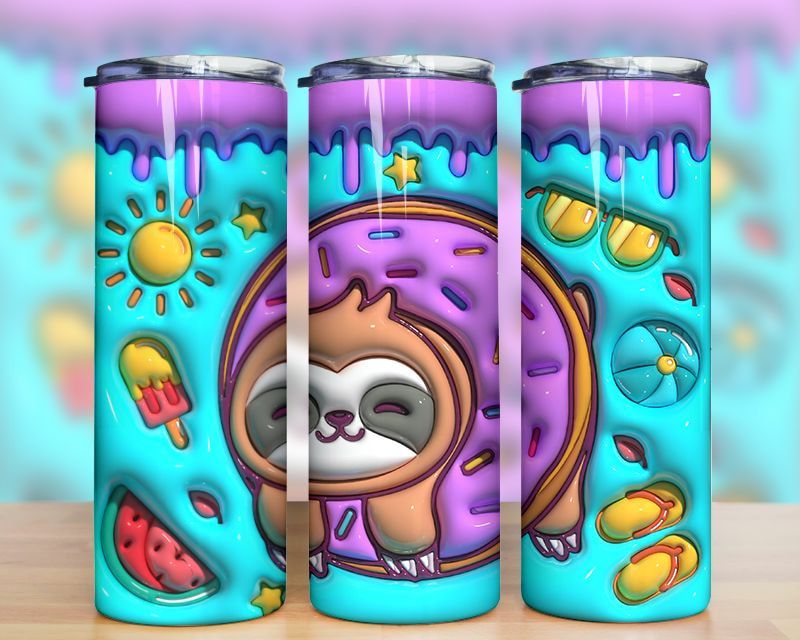 3d Inflated Sloth Summer Tumbler Png 3d Inflated Sloth Summer Tumbler Png