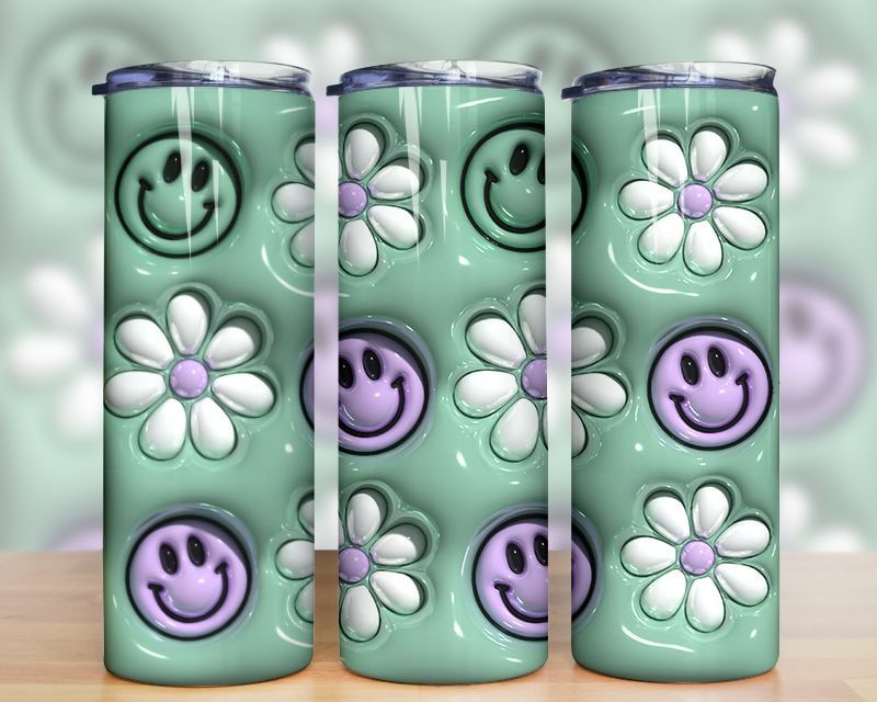 3d Inflated Smile Face Flowers Tumbler Png 3d Inflated Smile Face Flowers Tumbler Png