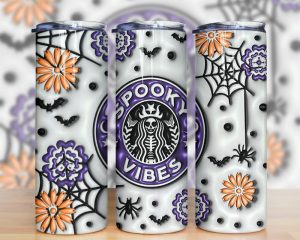 3d Inflated Spooky Vibes Coffee Tumbler Png