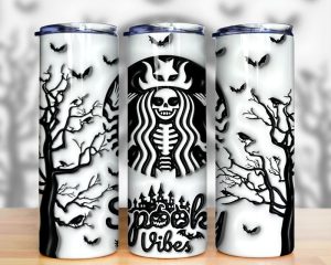 3d Inflated Spooky Vibes Tumbler Png