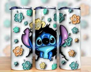 3d Inflated Stitch Tumbler Png