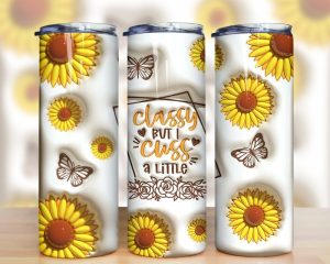 3d Inflated Sunflower Classy Tumbler Png