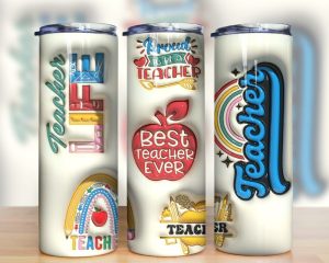 3d Inflated Teacher Tumbler Png