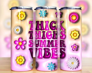 3d Inflated Thick Thigh Summer Vibes Tumbler Png