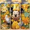 3d Minnie And Yellow Flowers Tumbler Png