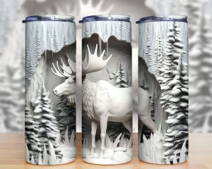 3d Moose Forest Tumbler Png