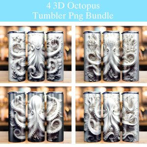 3d Octopus Ocean Tumbler Png