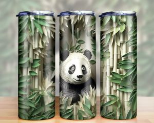 3d Panda In Forest Tumbler Png