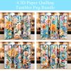3d Paper Quilling Pastel Floral Tumbler Png
