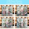 3d Pastel Flowers Tumbler Png