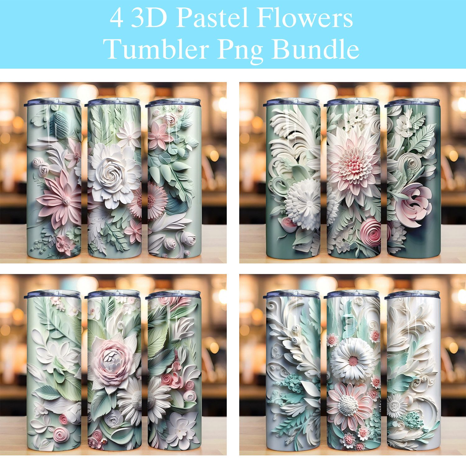 3d Pastel Flowers Tumbler Png 3d Pastel Flowers Tumbler Png