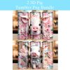 3d Pig With Muted Pastel Flowers Tumbler Png